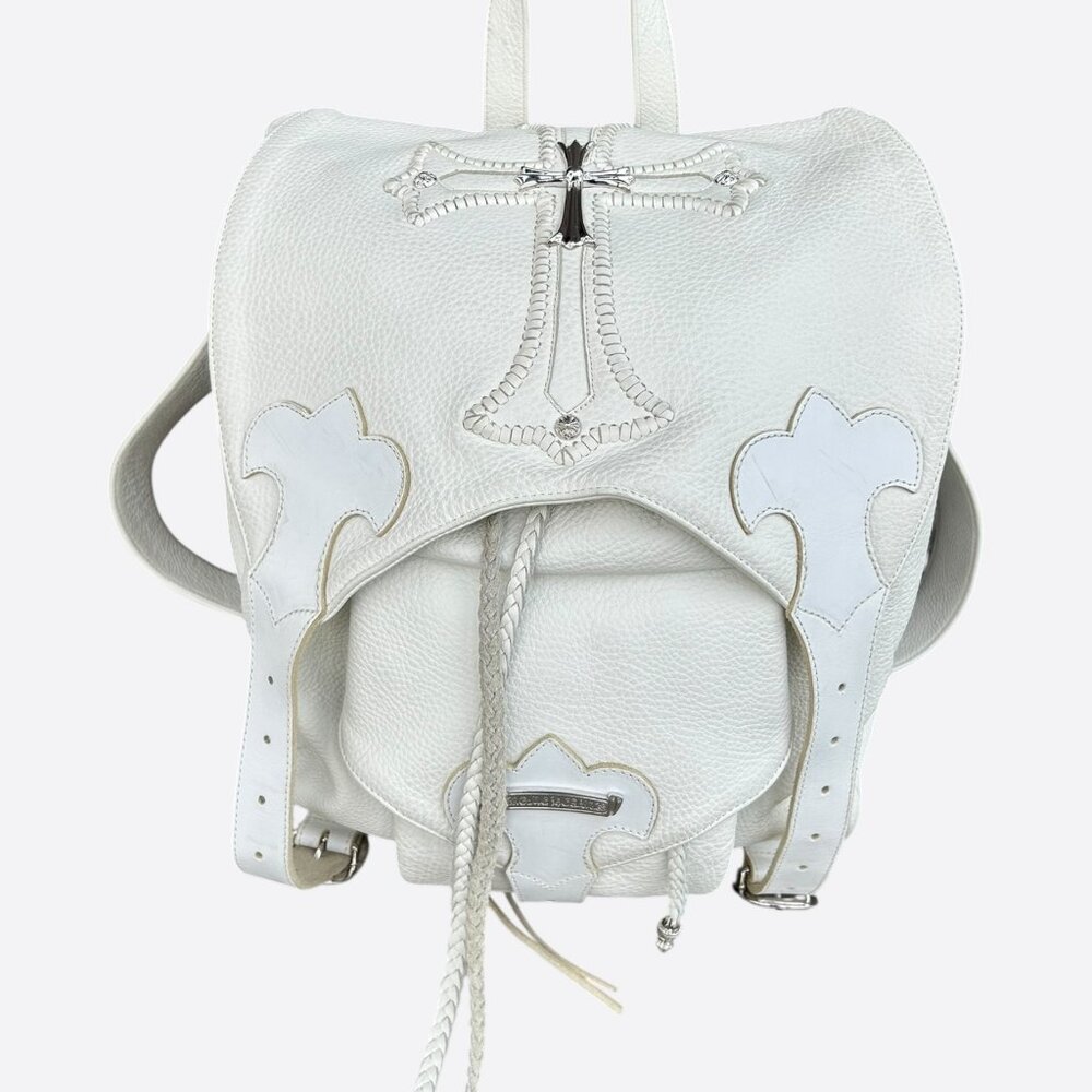 Chrome Hearts White & Silver Cross Leather Gunslinger Backpack
